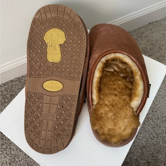 Old Friend Men’s Wide Sheepskin-lined Scuff Slipper Leather Size 9-10 - Picture 12 of 12